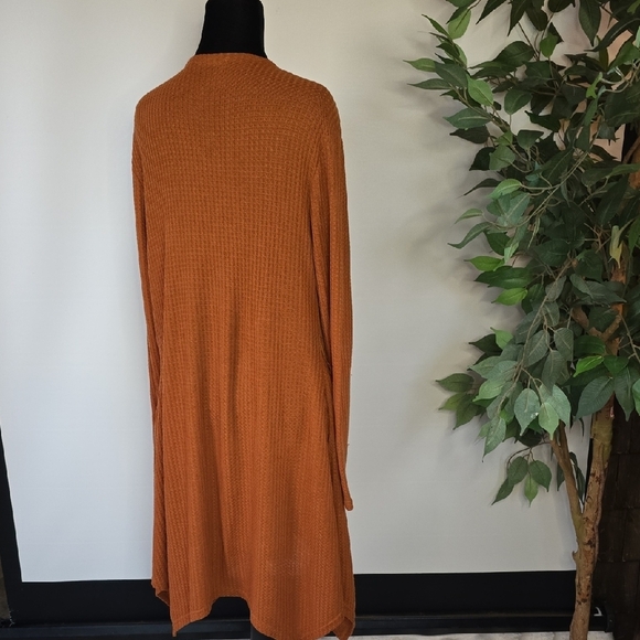 Women's Long Orange Cardigan - Picture 3 of 5